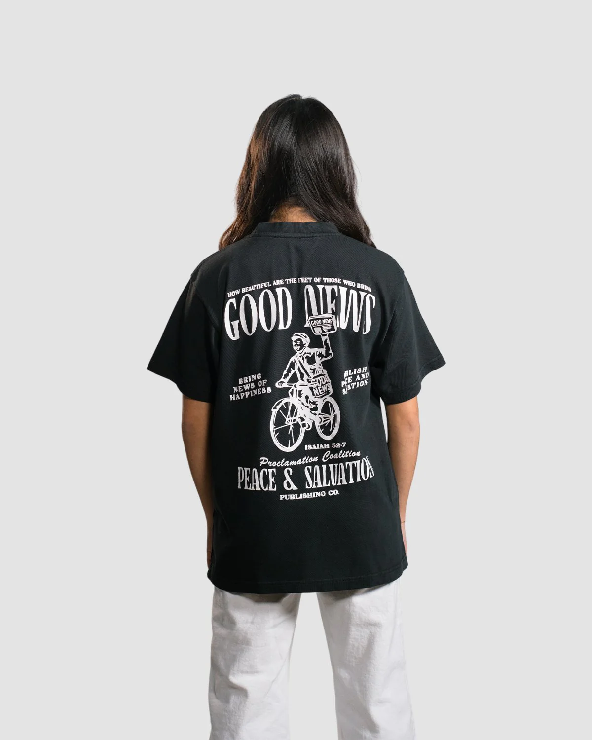 "Good News - Paper Boy" Black Heavyweight Tee - Image 7