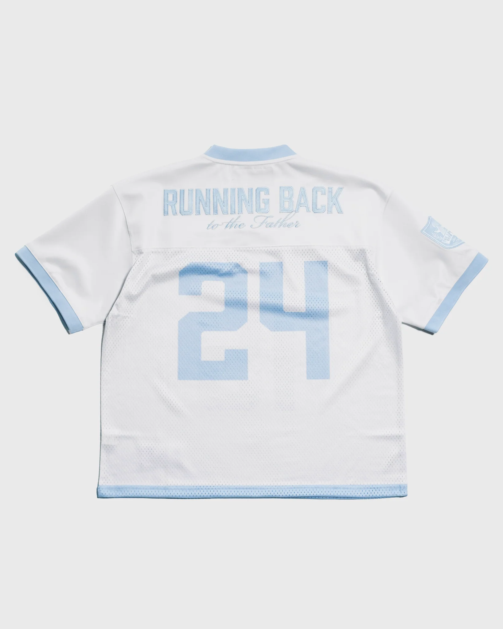 "Homecoming - Luke 15:24" White & Blue Jersey - Image 3