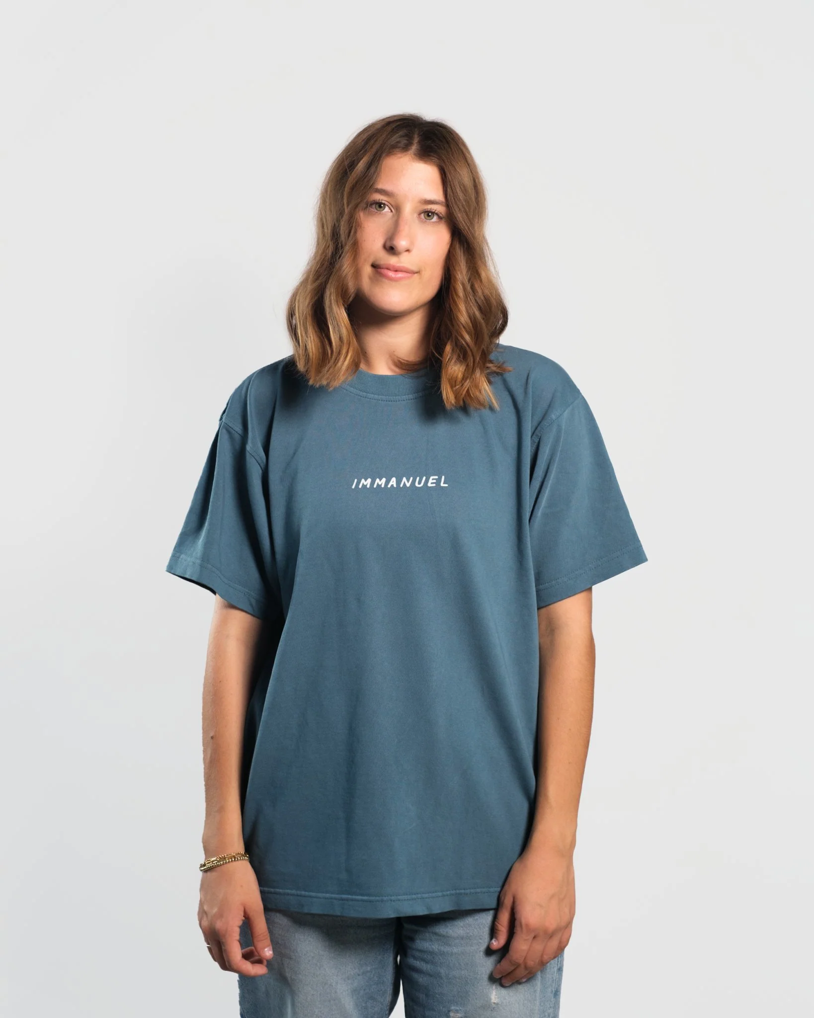 "Immanuel - Where Jesus Walked" Faded Blue Heavyweight Tee - Image 9