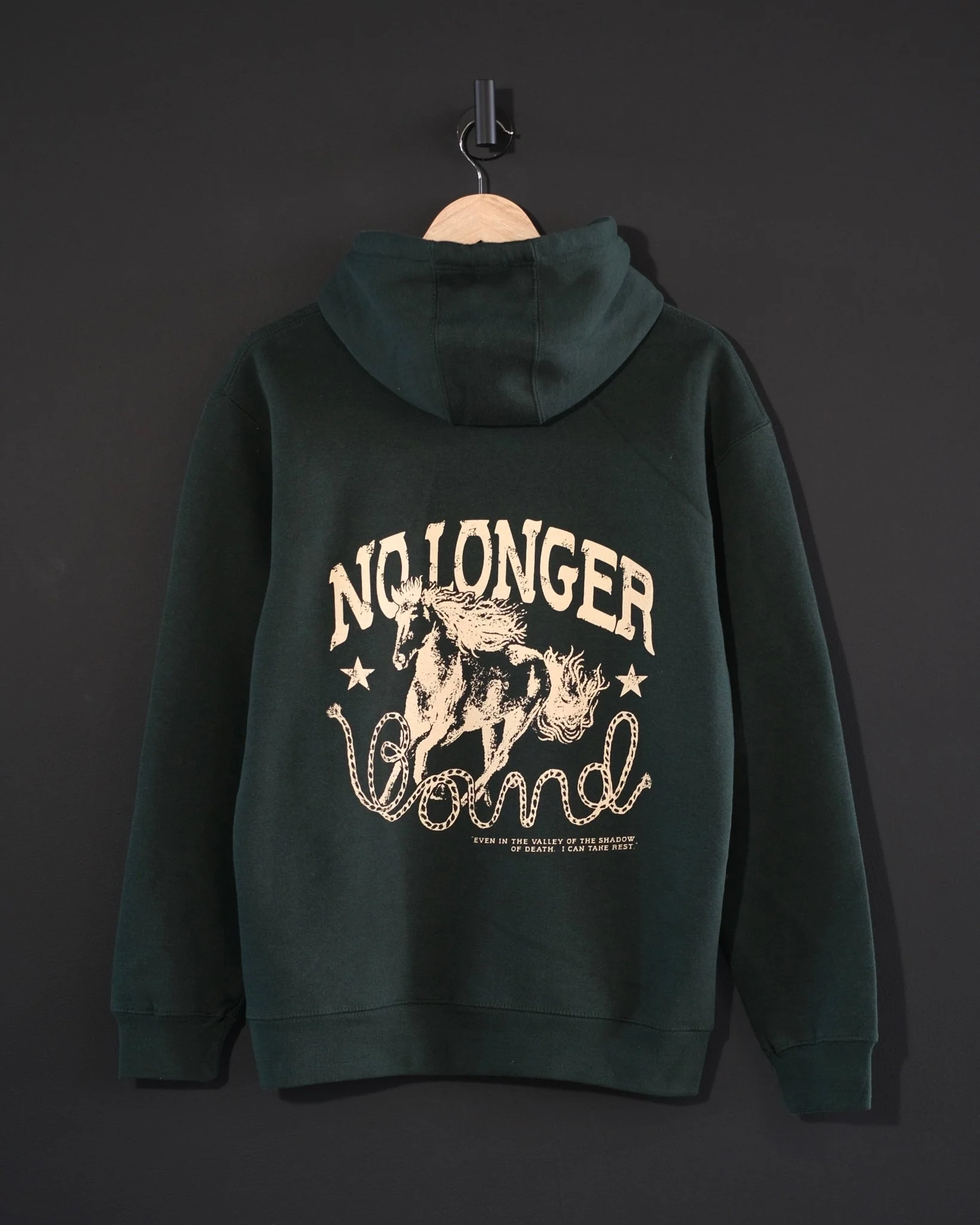 "No Longer Bound" Forrest Green Hoodie - Image 5