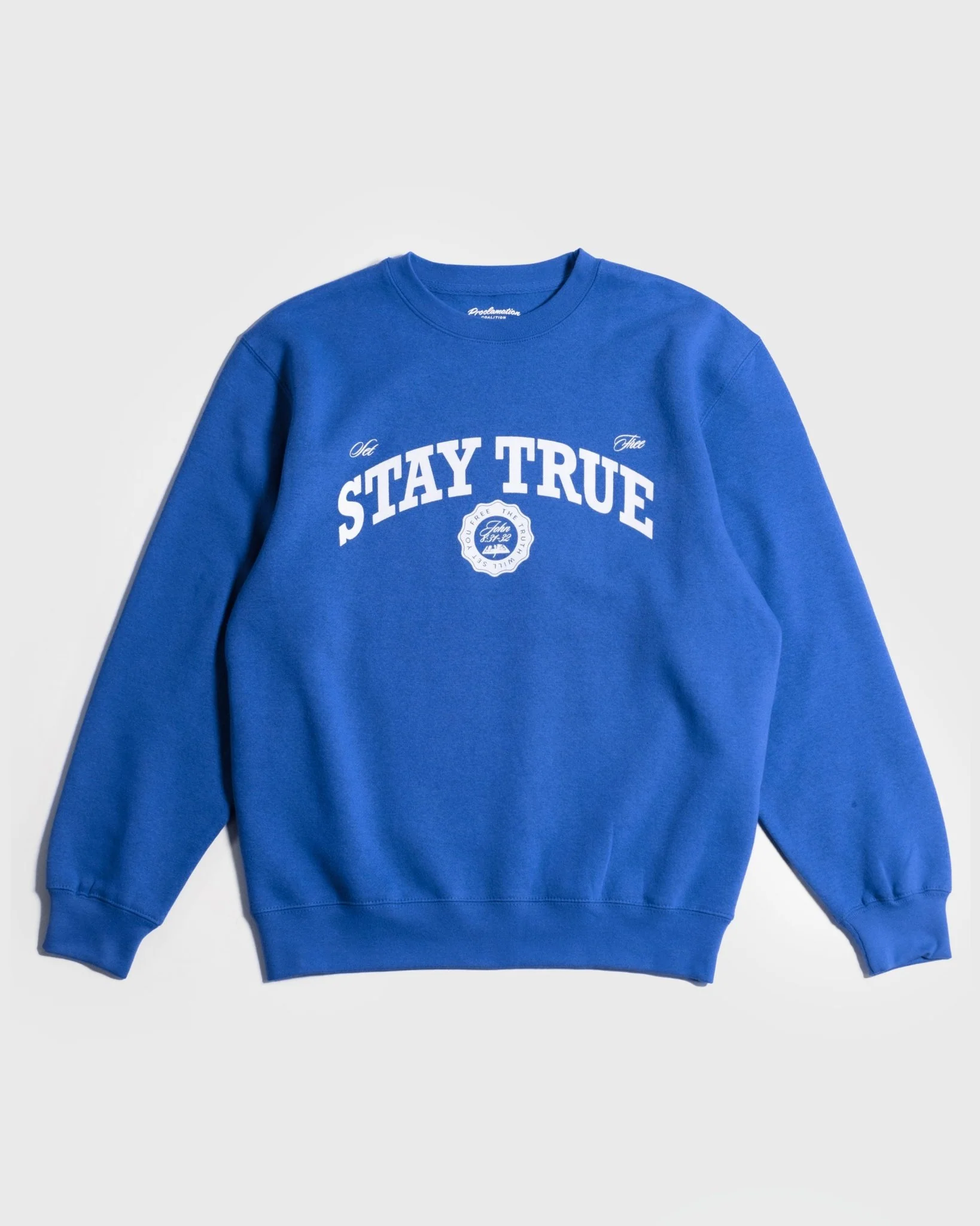 "Set Free X Stay True" Royal Blue Crewneck - Image 3