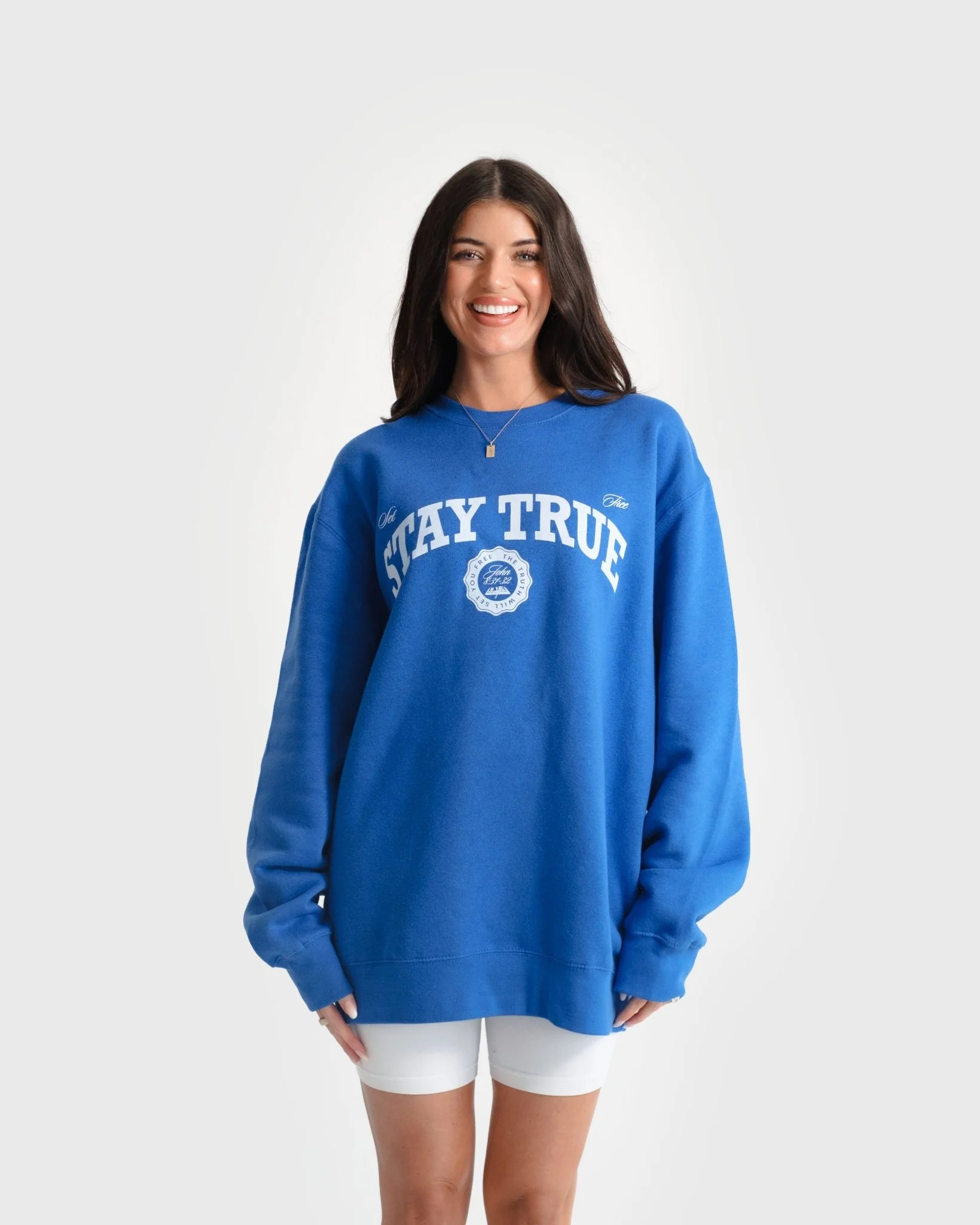 "Set Free X Stay True" Royal Blue Crewneck - Image 5