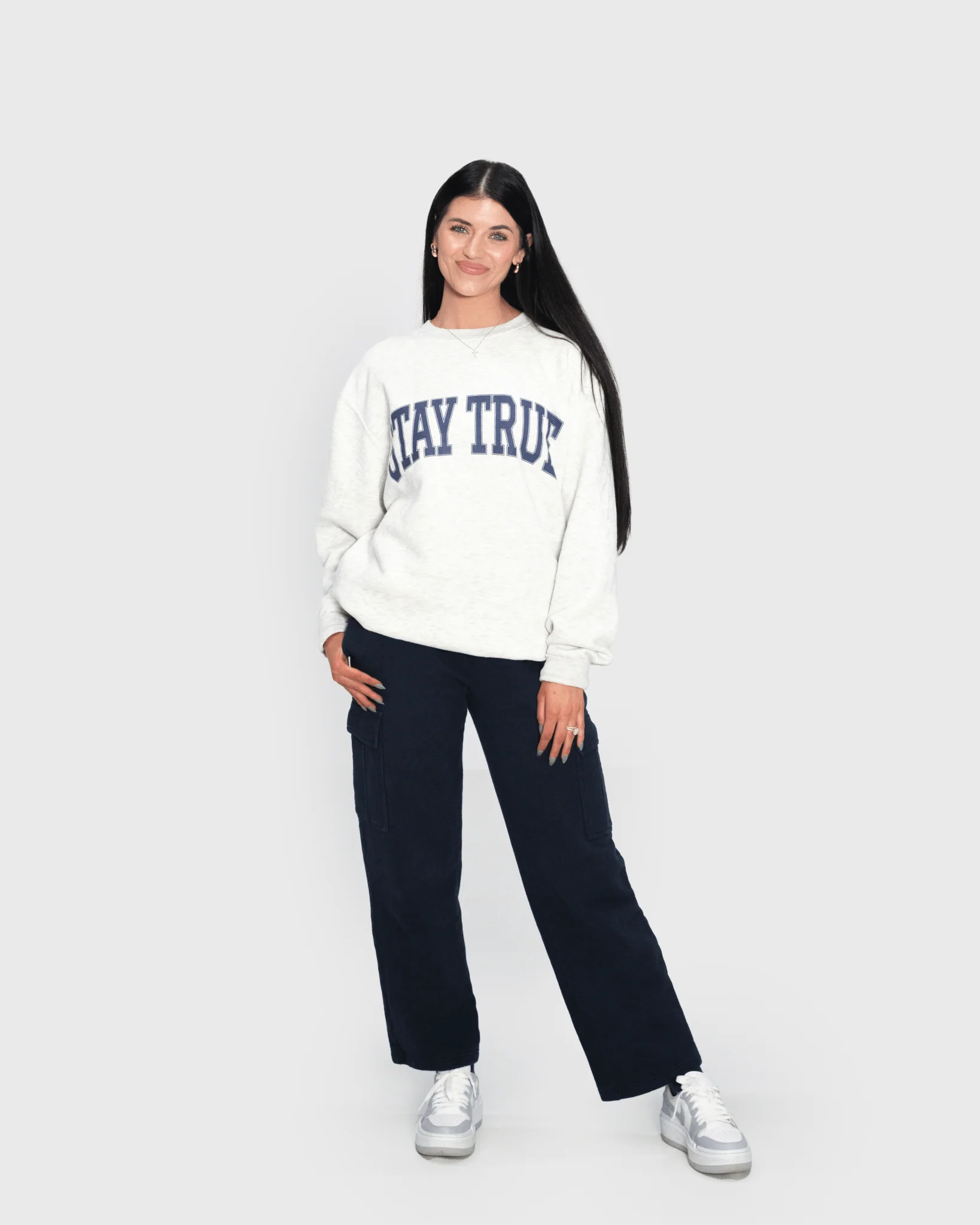 "Stay True X Stay Free" Oatmeal Crewneck - Image 4