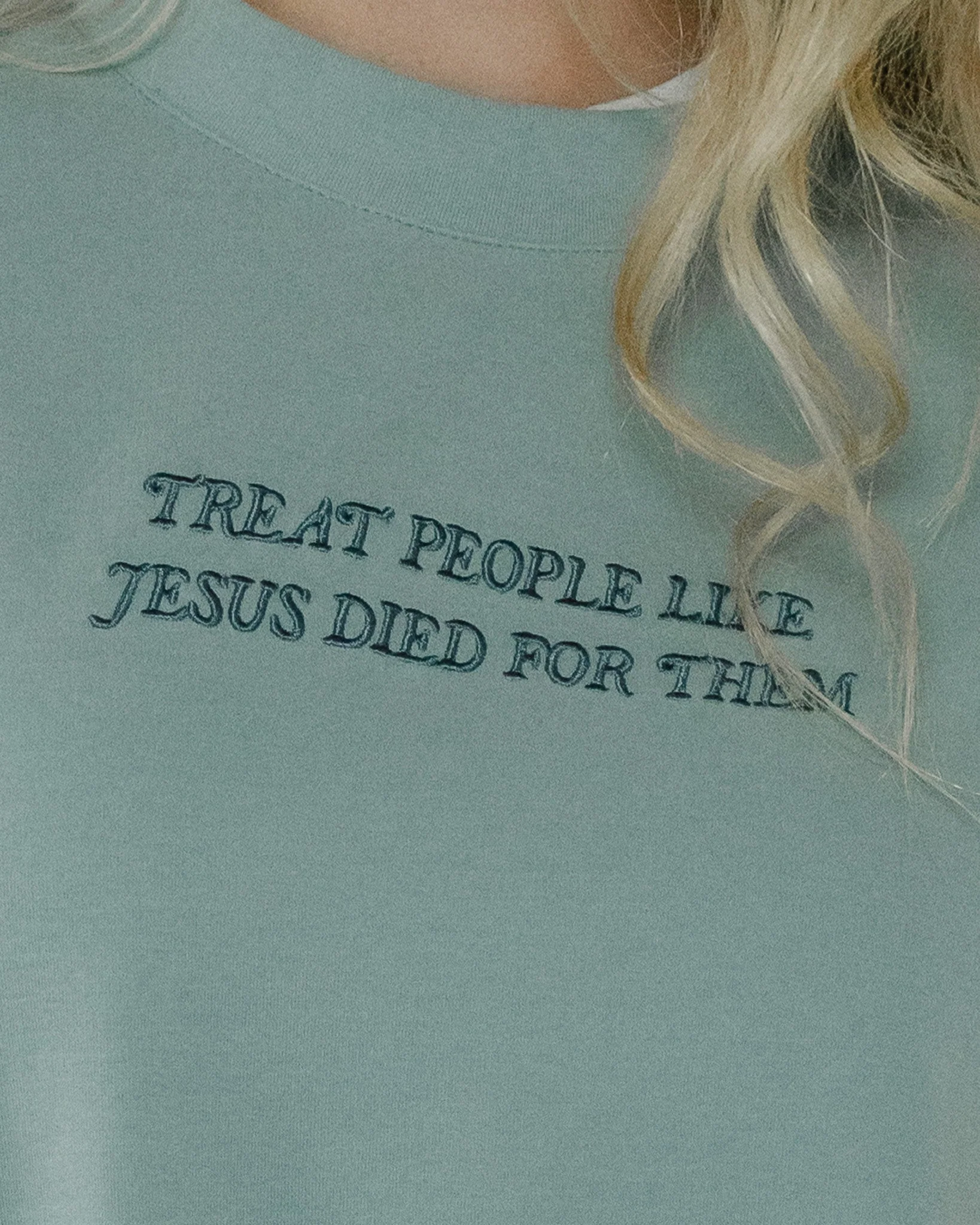 Treat People Like Jesus Died For Them® Sea-Foam Essential Tee - Image 3