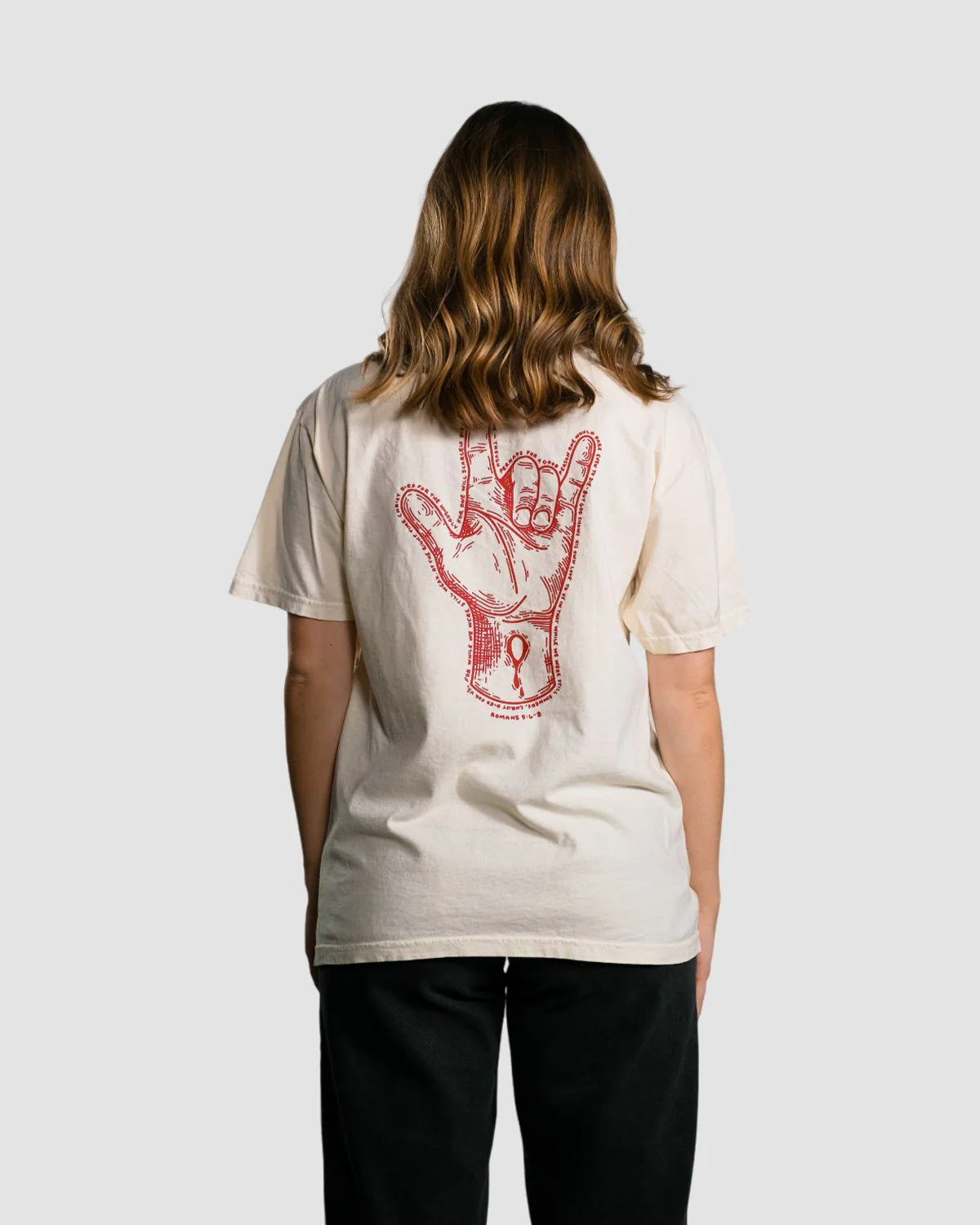 "While We Were Still Sinners" Ivory Tee - Image 4